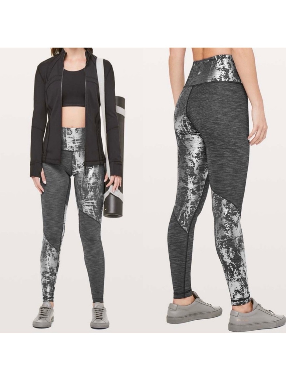 Lululemon Wunder Under High Rise Tight Foil 28”: Heather Black / Crinkle Brindle
